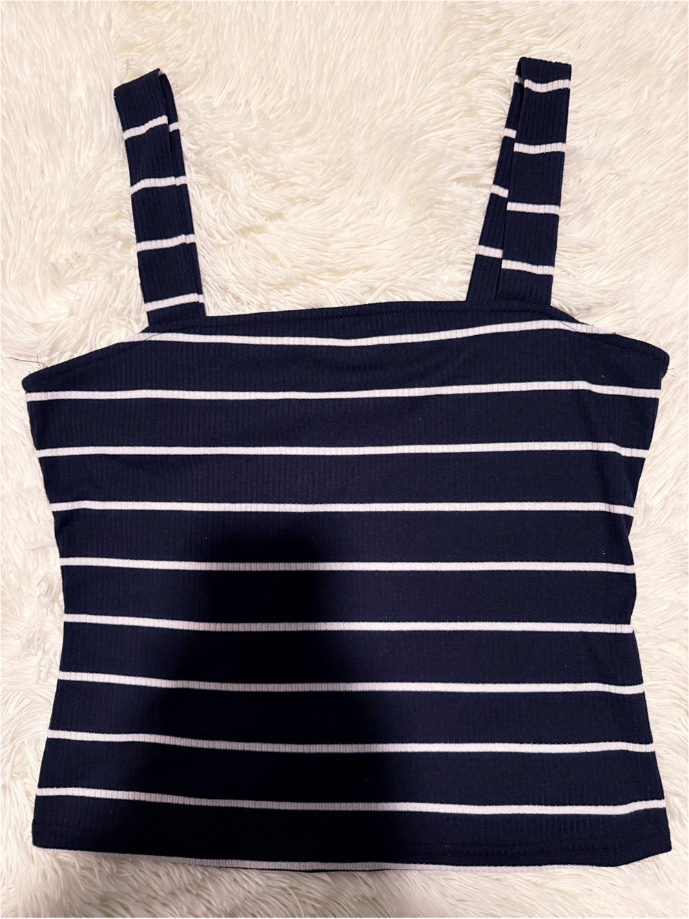 Shein Striped Navy Square-Neck Tank Top - Women